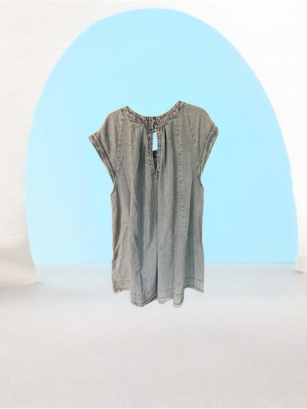 Free People Marcel Lakeside Mini Dress pleated swingy Denim NWT Sz. L - Picture 4 of 6